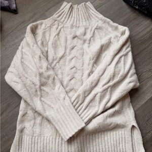 a new day Cream Cable Turtleneck Sweater